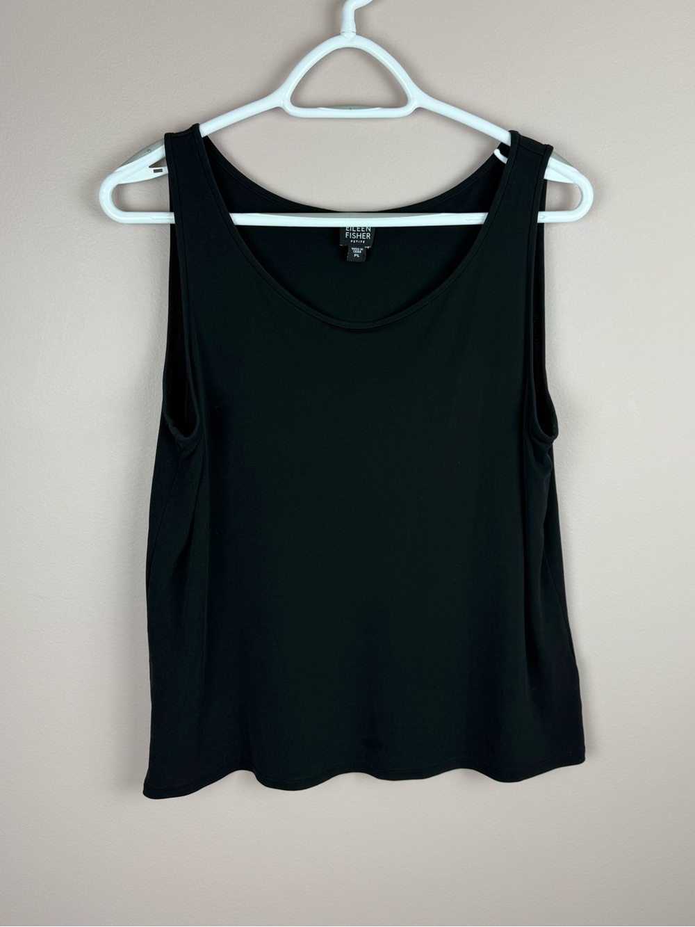 EILEEN FISHER | black Sleeveless Silk Tank Top Size petite Large